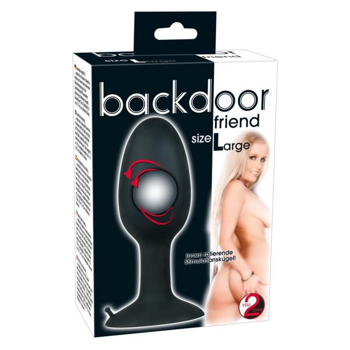 Dop Anal Backdoor Friend Large, Negru, 12 Cm