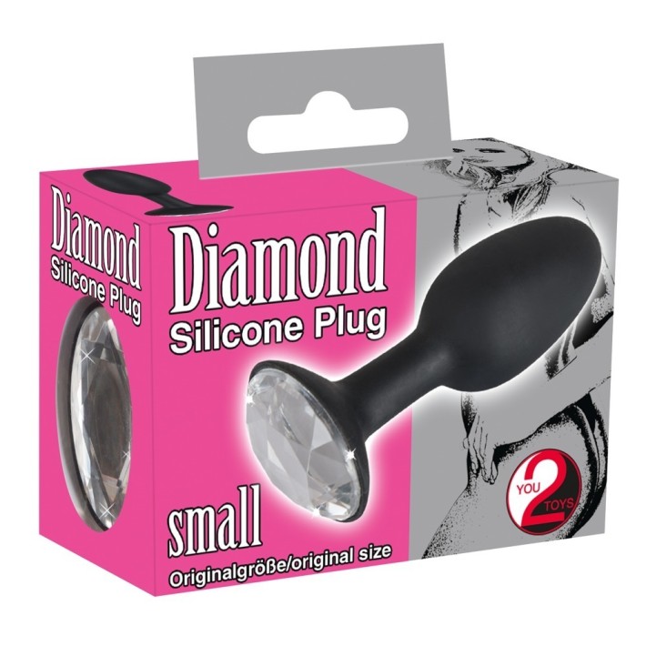 Dop Anal Cu Bijuterie Diamond S, Negru, 8.5 Cm