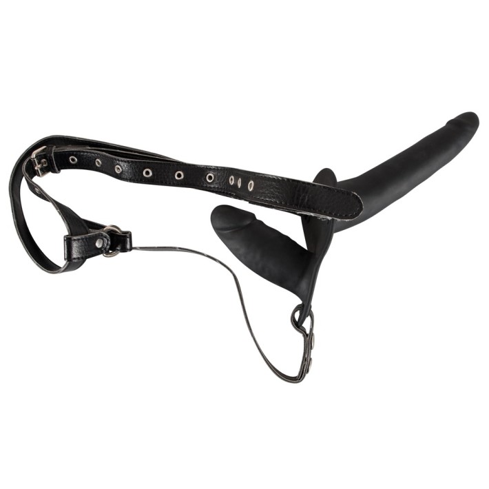 Strap-on Dublu, Negru, 15 Cm
