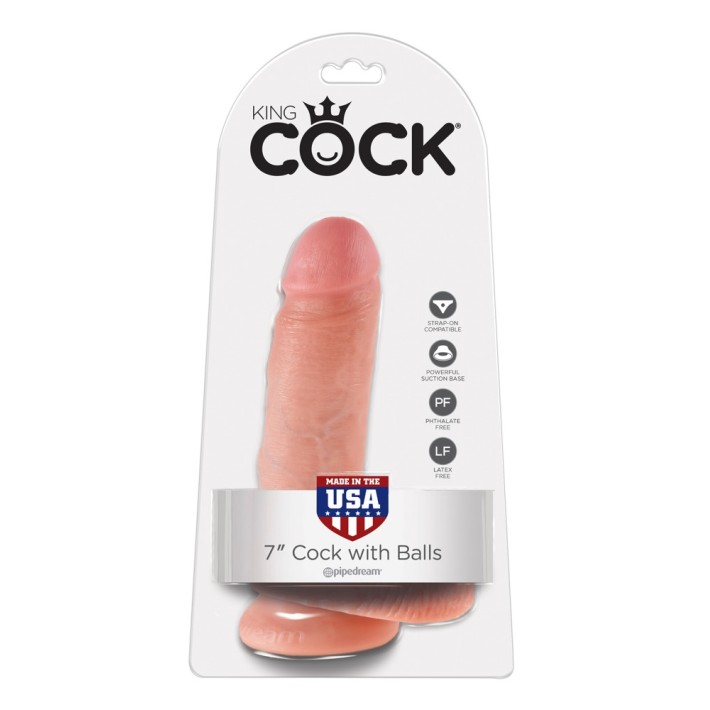 Dildo Realistic Cu Testicule King Cock, Natural, 17.8 Cm