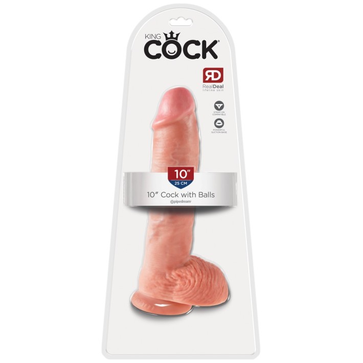 Dildo Realistic Cu Testicule King Cock, Natural, 25 Cm