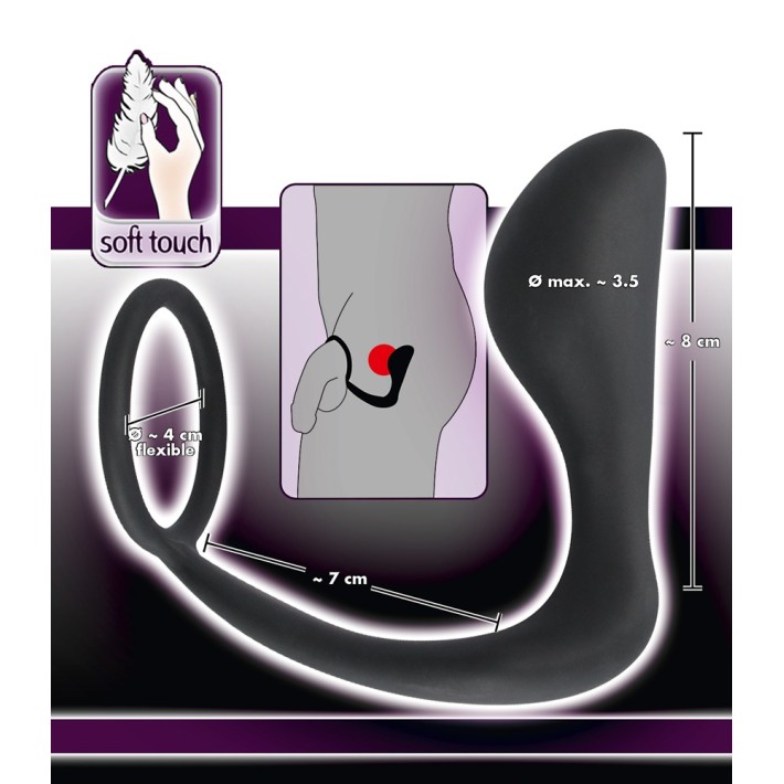 Inel Penis Cu Stimulator Anal Black Velvet, Negru