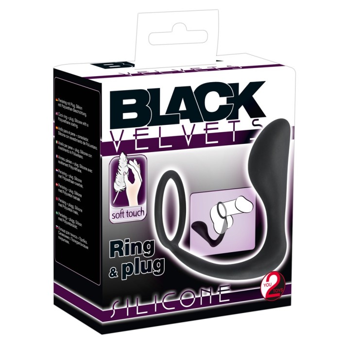 Inel Penis Cu Stimulator Anal Black Velvet, Negru