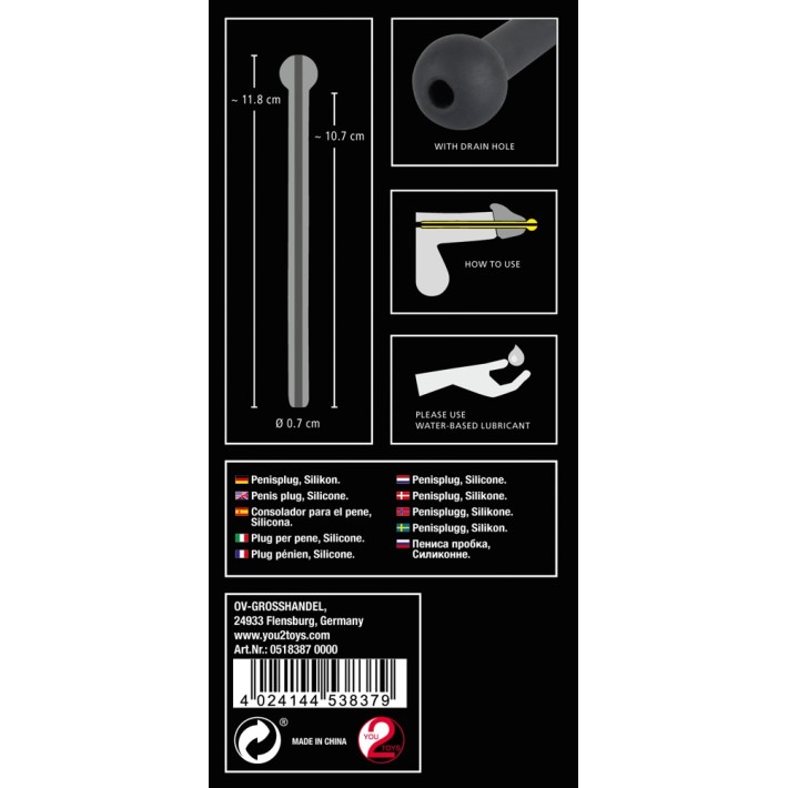 Dop Pentru Penis Piss Play, Negru, 12 Cm