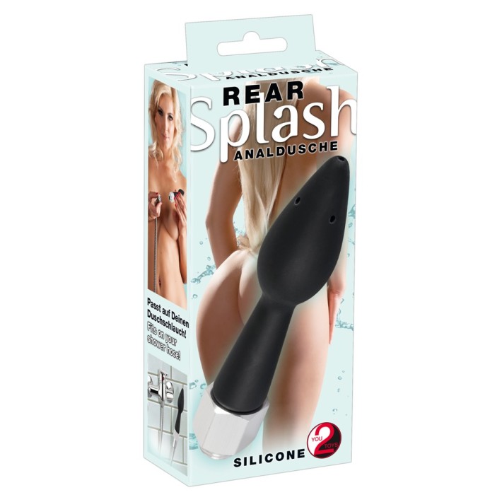 Irigator Anal Douche Rear Splash, Negru, 16 Cm