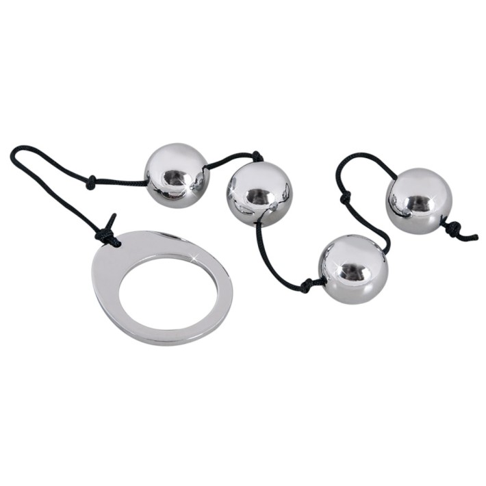 Bile Anale Metalice Cu Snur, Argintiu