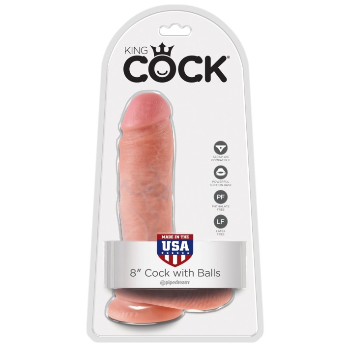 Dildo Realistic Cu Testicule King Cock, Natural, 20 Cm