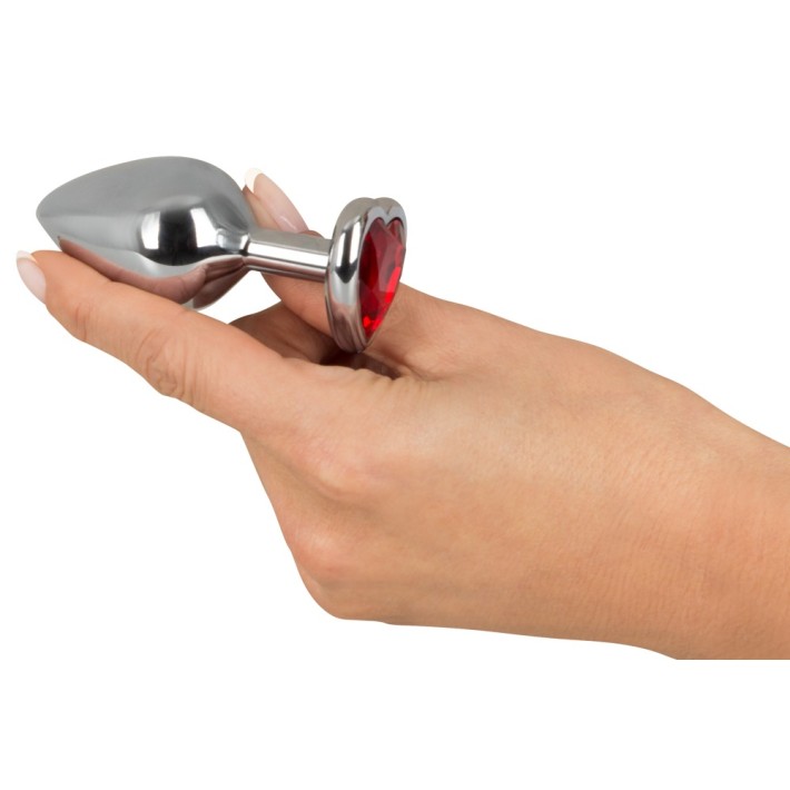 Dop Anal Cu Bijuterie Diamond Medium, Metalic+rosu, 8 Cm