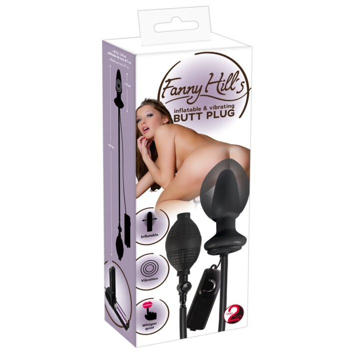 Dop Anal Gonflabil Cu Vibratii Fanny Hills, Negru, 11 Cm