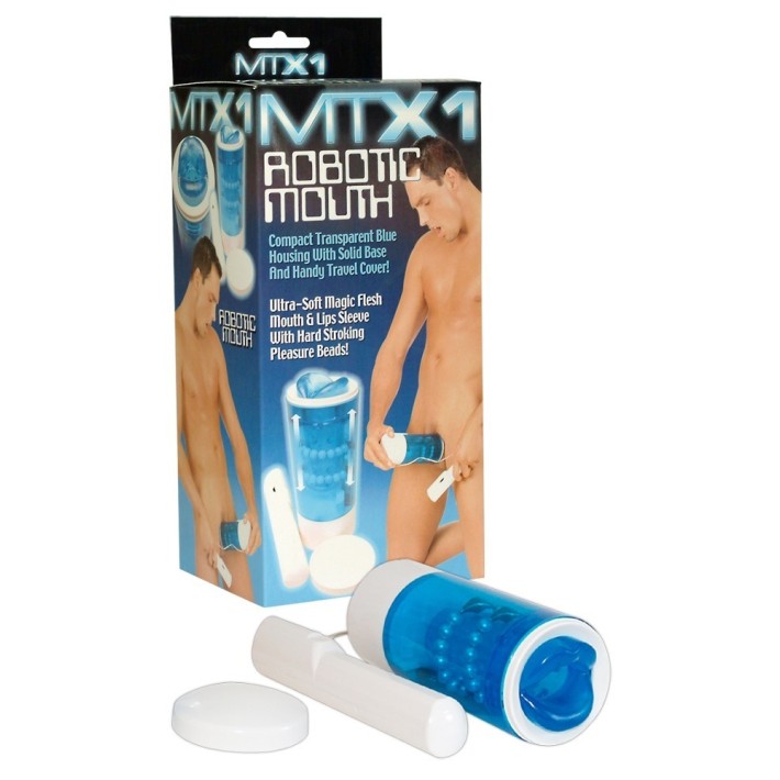 Masturbator Mtx1 Robotic Mouth Up And Down, Albastru Transparent
