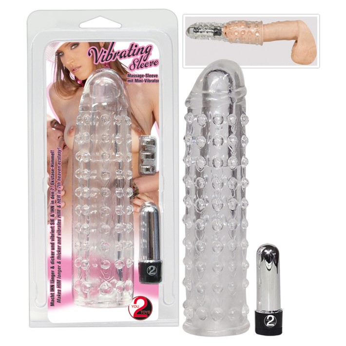 Extensie Penis Cu Vibratii, Transparent, 17 Cm