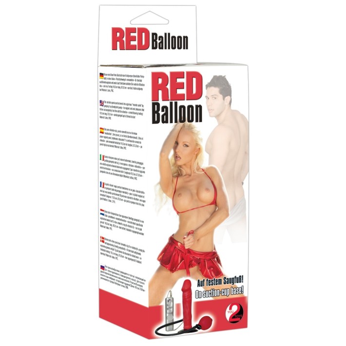 Vibrator Gonflabil Red Balloon, Rosu, 16.5 Cm