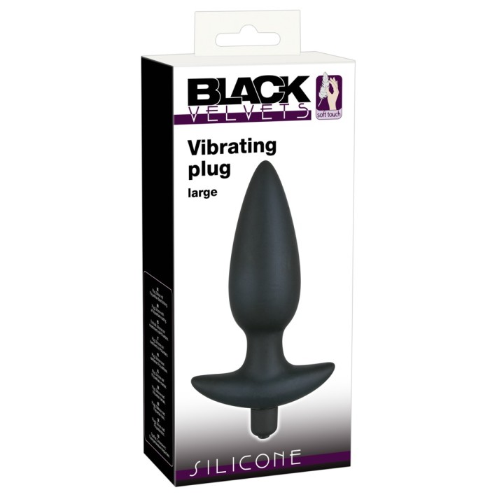 Dop Anal Cu Vibratii Black Velvets Large, Negru, 17 Cm