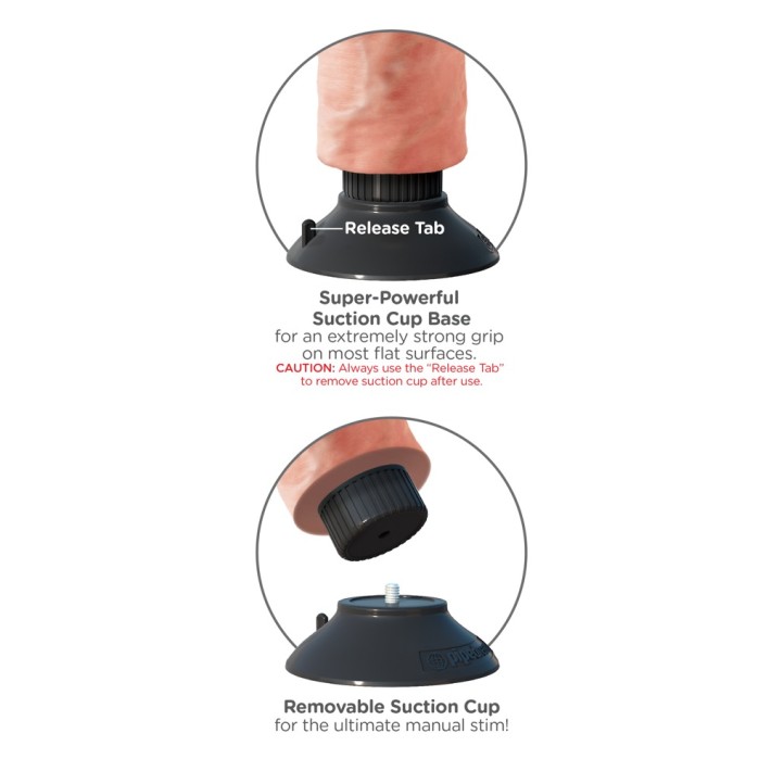 Vibrator Realistic Cu Ventuza King Cock, Natural, 15 Cm