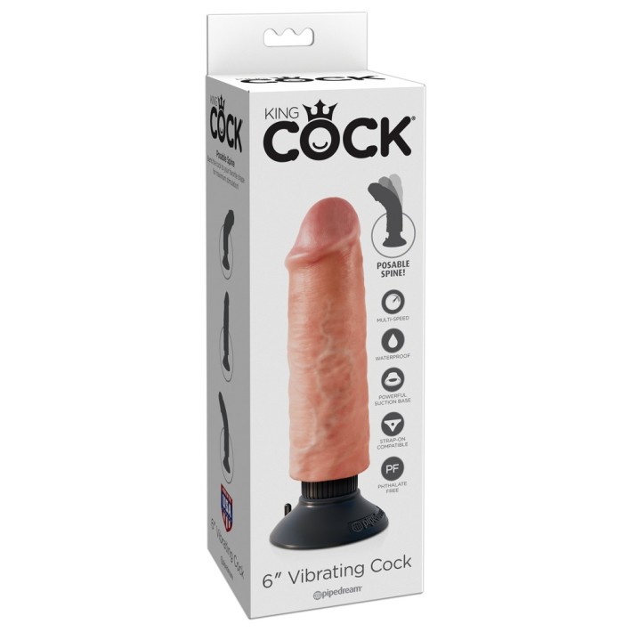 Vibrator Realistic Cu Ventuza King Cock, Natural, 15 Cm