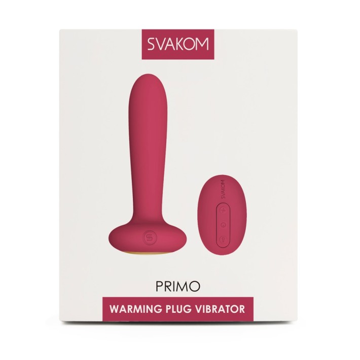 Dop Anal Unisex Cu Vibratii Si Incalzire Primo, Rosu, 12 Cm