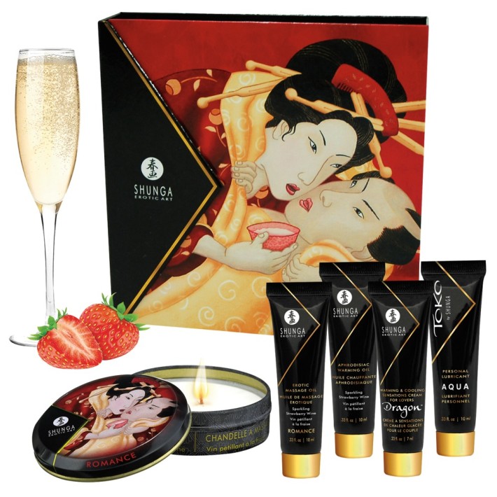 Set Cadou Stimulente Erotice Shunga Geishas Secret - Strawberry Wine