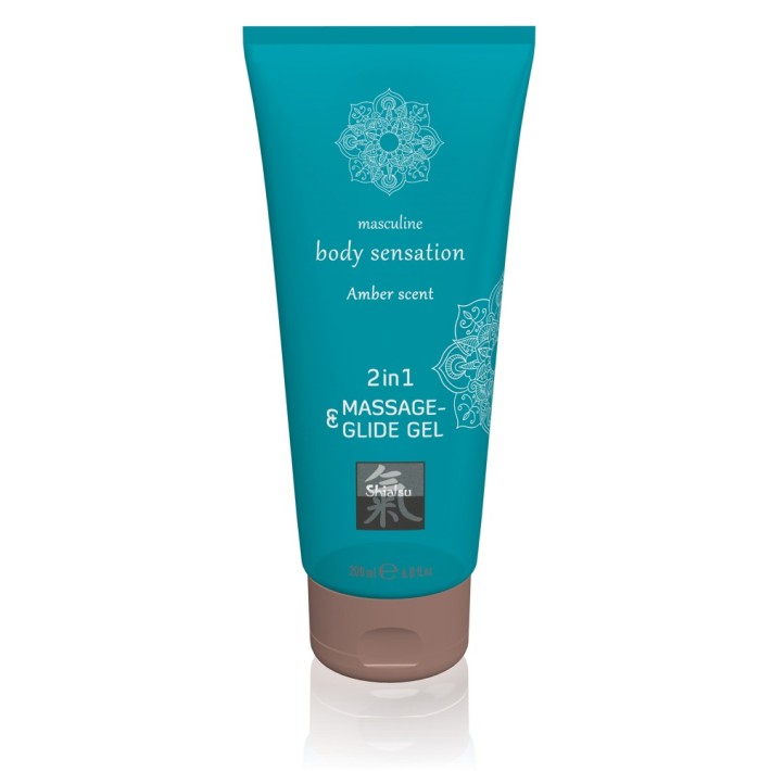 Lubrifiant + Gel Pentru Masaj Body Sensation Masculine Amber, 200 Ml