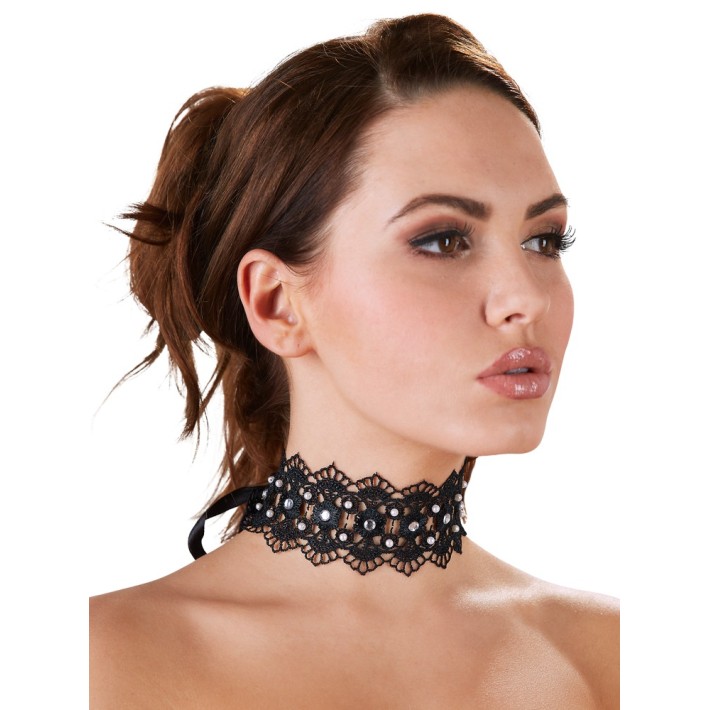 Colier Tip Choker Din Broderie Si Cristale