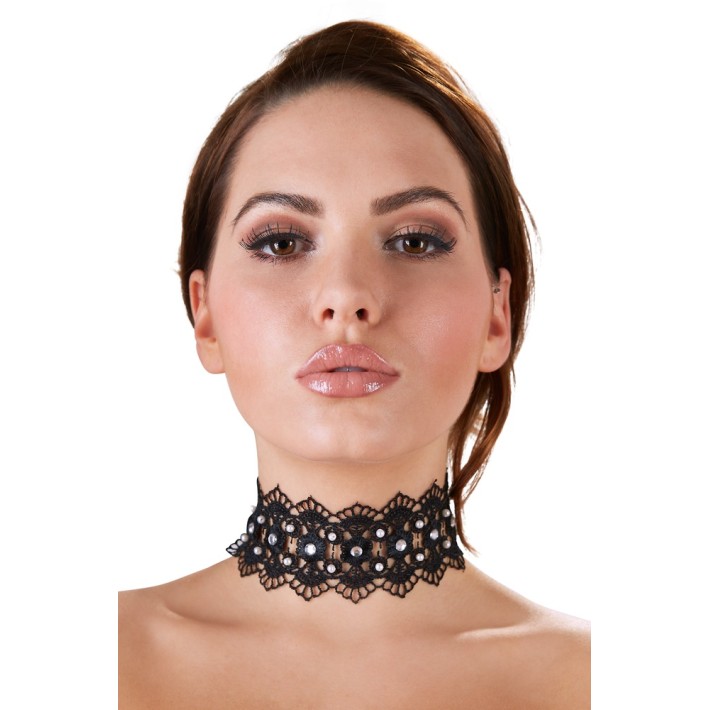 Colier Tip Choker Din Broderie Si Cristale