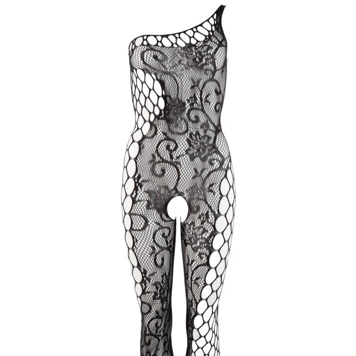 Catsuit Decupat Sexy Cu Dantela Asymmetric, Negru, S/l