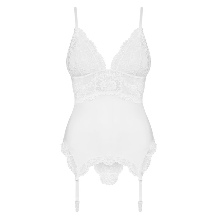 Corset Dantela Si Chilotei Sexy, Alb, S/m