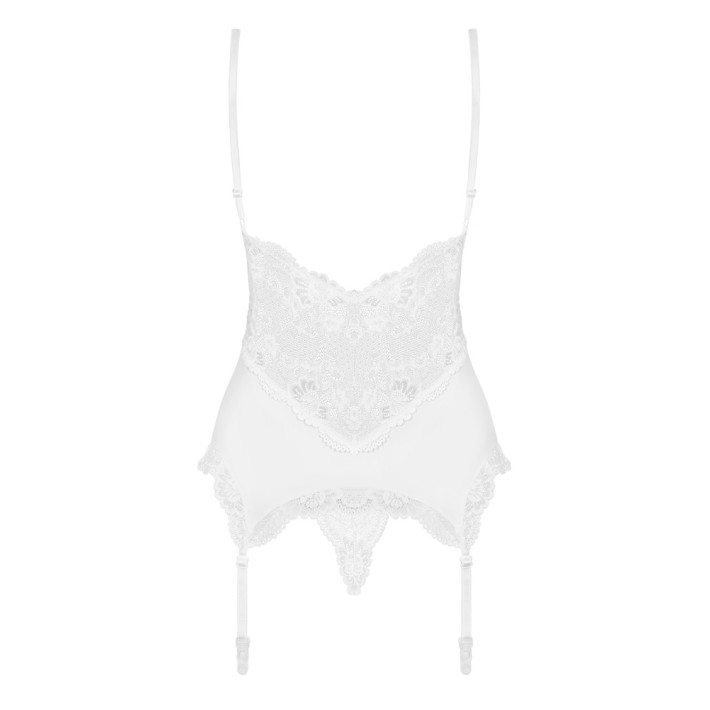 Corset Dantela Si Chilotei Sexy, Alb, S/m