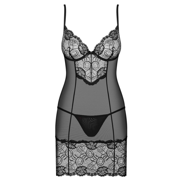 Babydoll Sexy Cu Dantela Si Chilotei String Alluria S-m