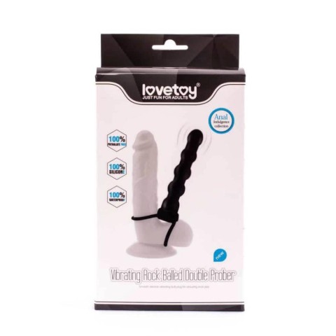 Strapon, Strap-on Anal Cu Vibratii Fantasy Double Prober, Negru, 16 Cm, pasiune.ro