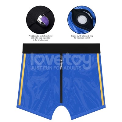 Boxeri-suport Pentru Strap-on Chic, Albastru, M/l (talie 90-100 Cm)