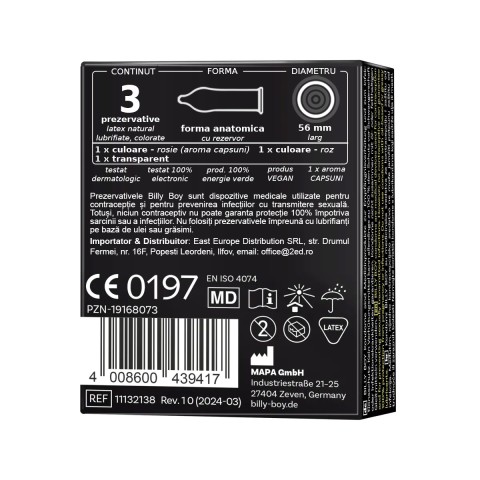 BILLY BOY, Prezervative Billy Boy Sensual Mix 3 Buc, pasiune.ro