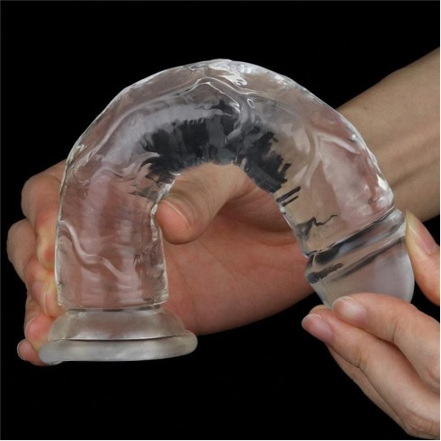 Dildo Realistic Cu Ventuza, Transparent, 17.8 cm