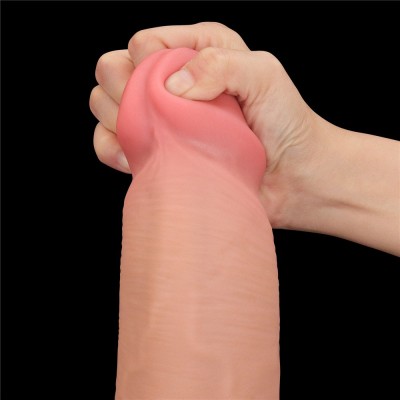 Dildo Ultra Realistic King Sized Sliding Skin Dual Layer Dong, Natural, 35.5 Cm
