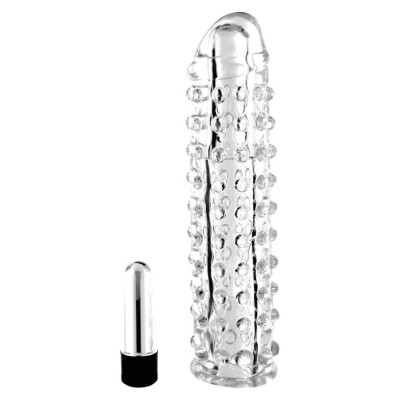Manson Penis Cu Vibratii, Transparent, 17 Cm