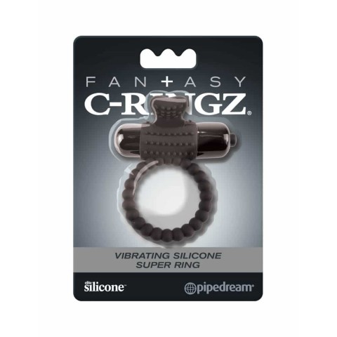 Fetish Fantasy, Inel Penis Vibrating Silicone Super Ring, Negru, pasiune.ro