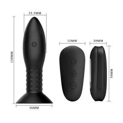 Dop Anal Cu Vibratii Si Bile Rotative Mr. Play, Negru, 13 Cm