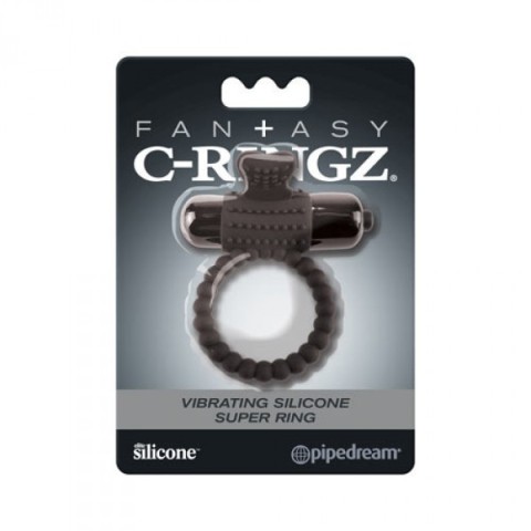 Fetish Fantasy, Inel Penis Vibrating Silicone Super Ring, Negru, pasiune.ro