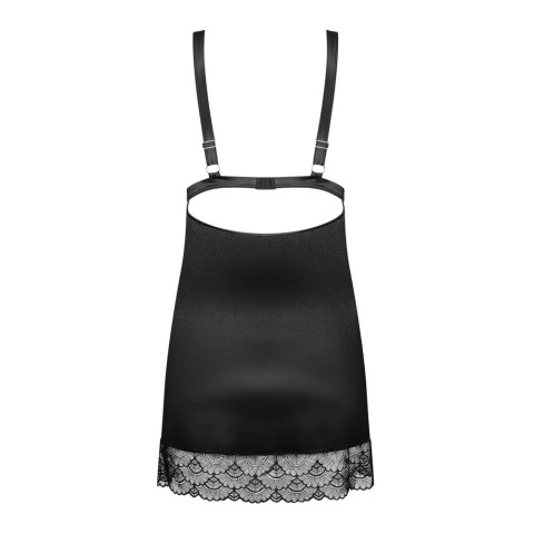 Baby doll, Set Babydoll Sexy Cu Dantela Si Chilotei Snur Eloissa, Negru, S/m, pasiune.ro