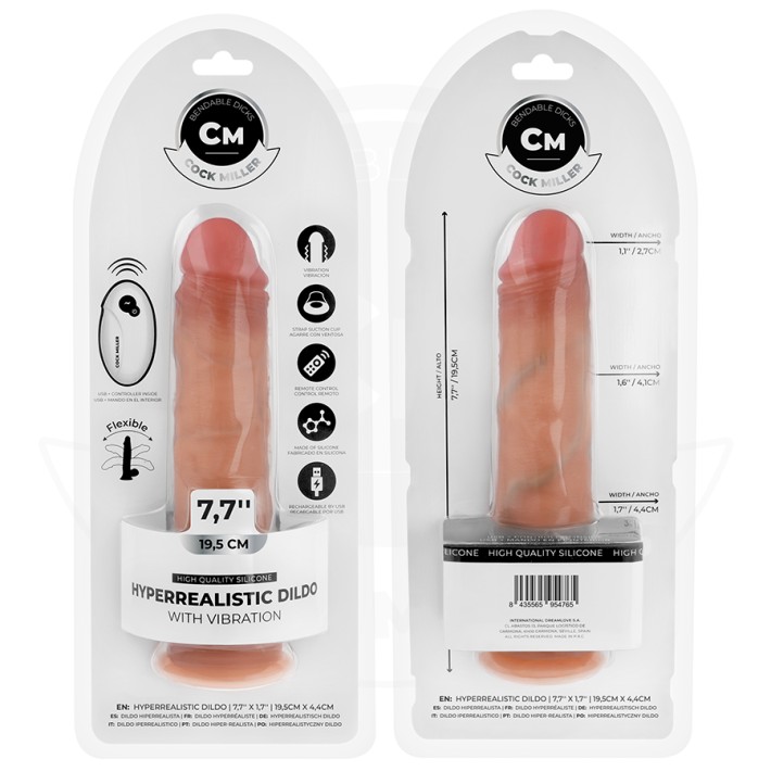 Vibrator Realist Cock Miller Cu Ventuza Si Telecomanda, 19.5 Cm 8