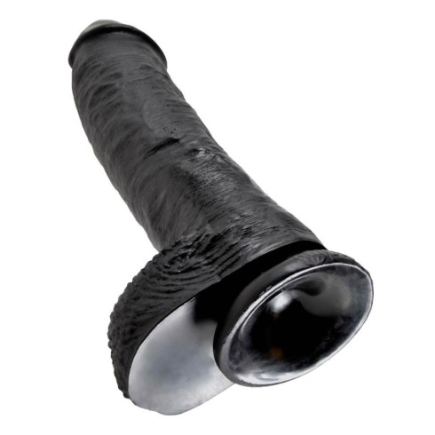 dildo, Dildo Realistic Cu Testicule King Cock, Negru, 25 Cm, pasiune.ro