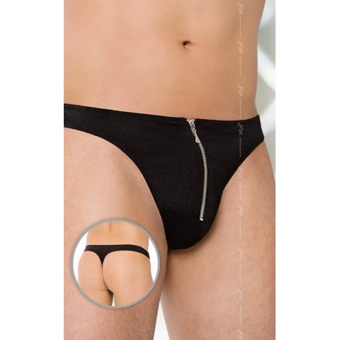 Lenjerie sexy barbati, Chiloti Tanga Cu Fermoar, Negru, Xl, pasiune.ro