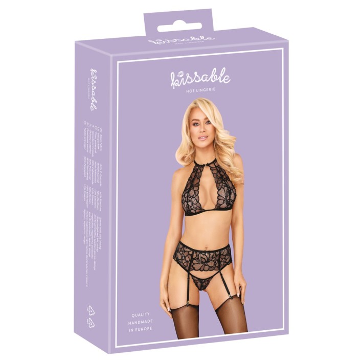 Set 3 Piese Lenjerie Kissable Cu Broderie Negru 5