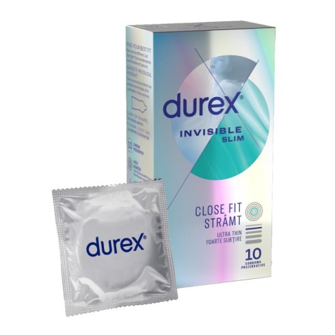 latex, Prezervative Durex Invisible Slim Fit, 10 Buc, pasiune.ro