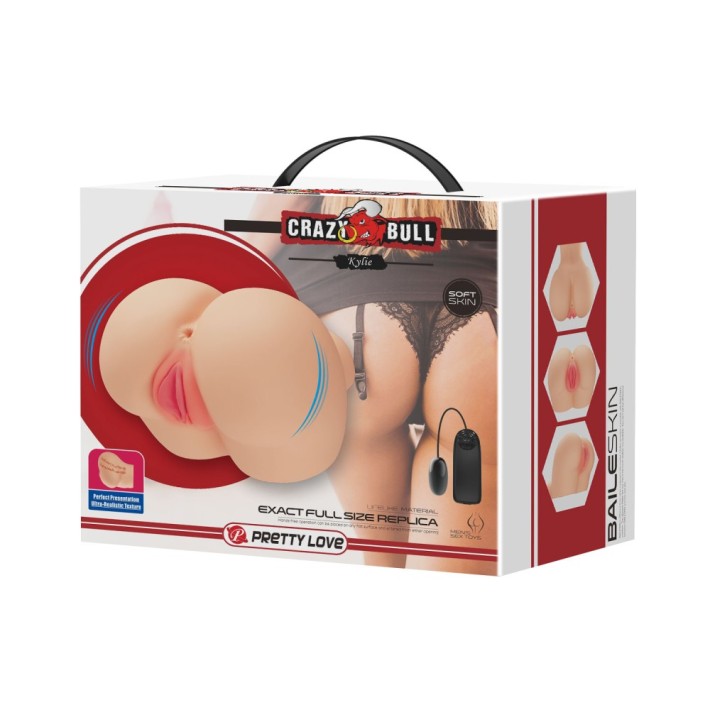 Masturbator Cu Vibratii 2-in-1 Vagin+anus Crazy Bull Kylie, Natural 10