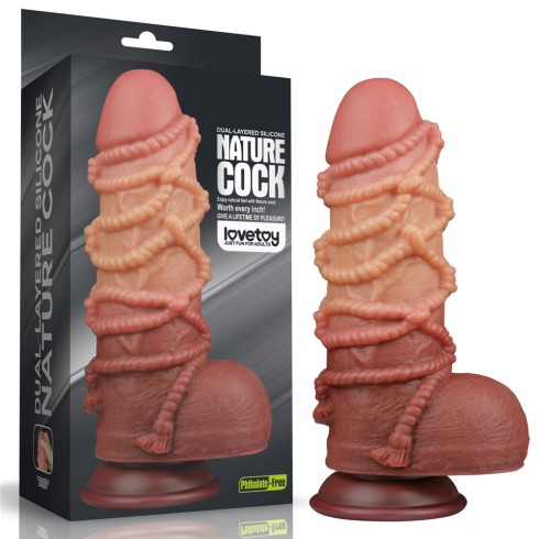 silicone, Dildo Realistic Extra Texturat Din Silicon Platinum Dublu-stratificat, Natural, 24 Cm, pasiune.ro