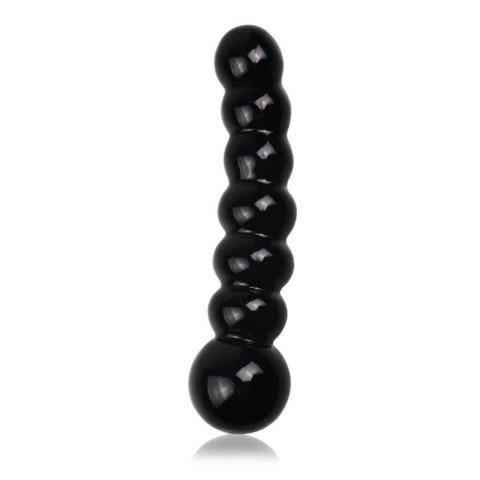 Dildouri Sticlametal, Dildo Clasic Din Sticla Borosilicata Glass Romance, Negru, 17 Cm, pasiune.ro