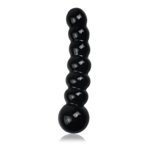 Dildo Clasic Din Sticla Glass Romance, Negru, 17 cm