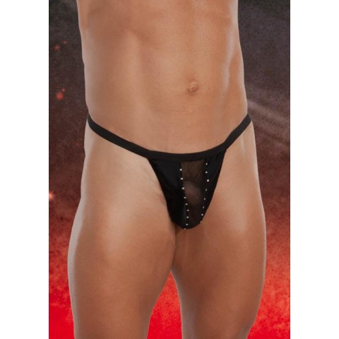 Lenjerie sexy barbati, Chiloti String, Negru, Marime Universala, pasiune.ro