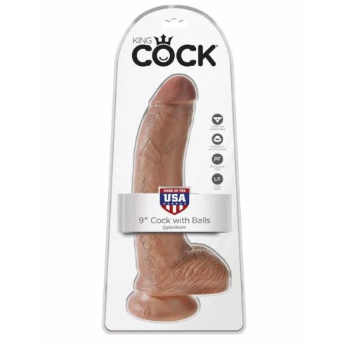 pvc, Dildo Clasic Cu Ventuza King Cock, Brun, 22.5 Cm, pasiune.ro