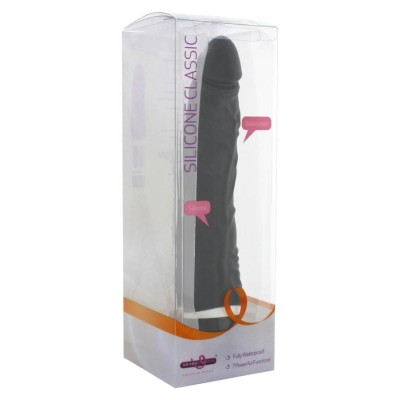 Vibrator Realistic Silicone Classic, Negru, 21 Cm